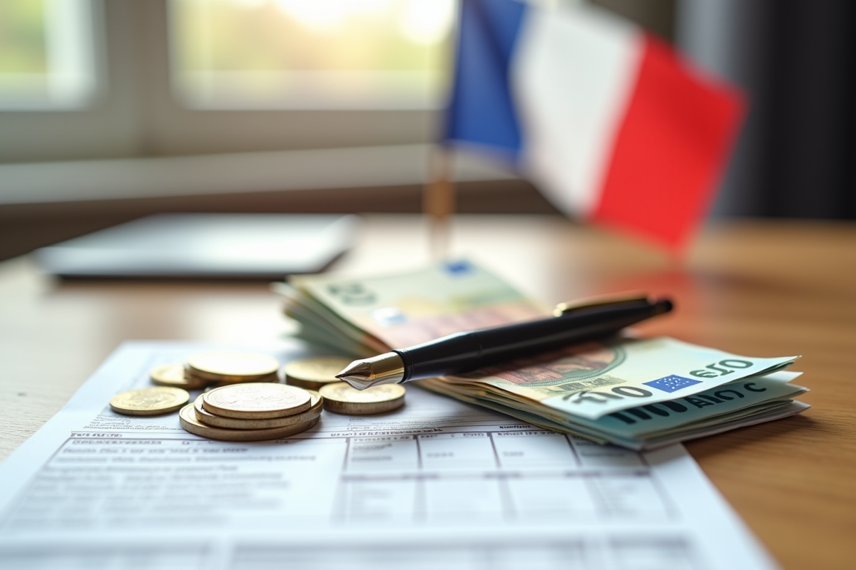 Billets d euros et formulaire fiscal français sur un bureau lumineux