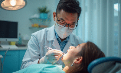 Dentiste examinant un patient dans une clinique dentaire moderne