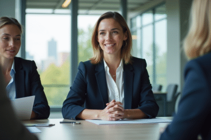 Femme d'affaires en réunion dans un bureau moderne