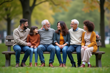 Groupe diversifié de personnes souriantes dans un parc