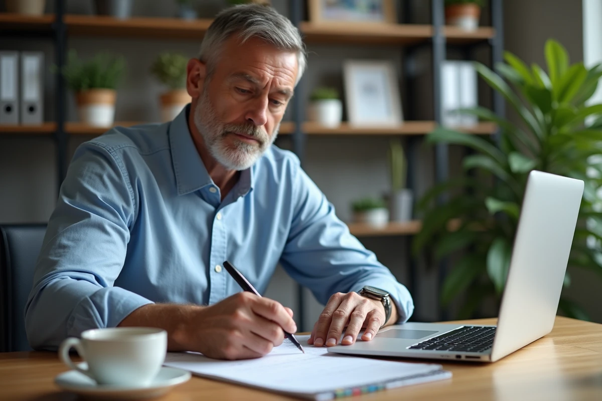Homme d'affaires en tenue décontractée note des dates