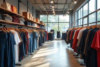Vitrine de magasin de vêtements moderne et bien organisé