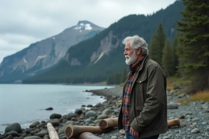 Pêcheur alaskien sur la côte de Lituya Bay