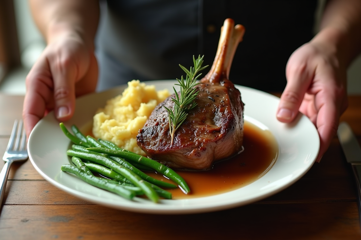 Mains servant un gigot d
