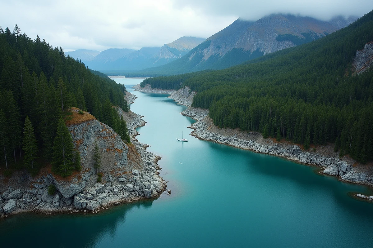 Vue aérienne du tsunami dans Lituya Bay